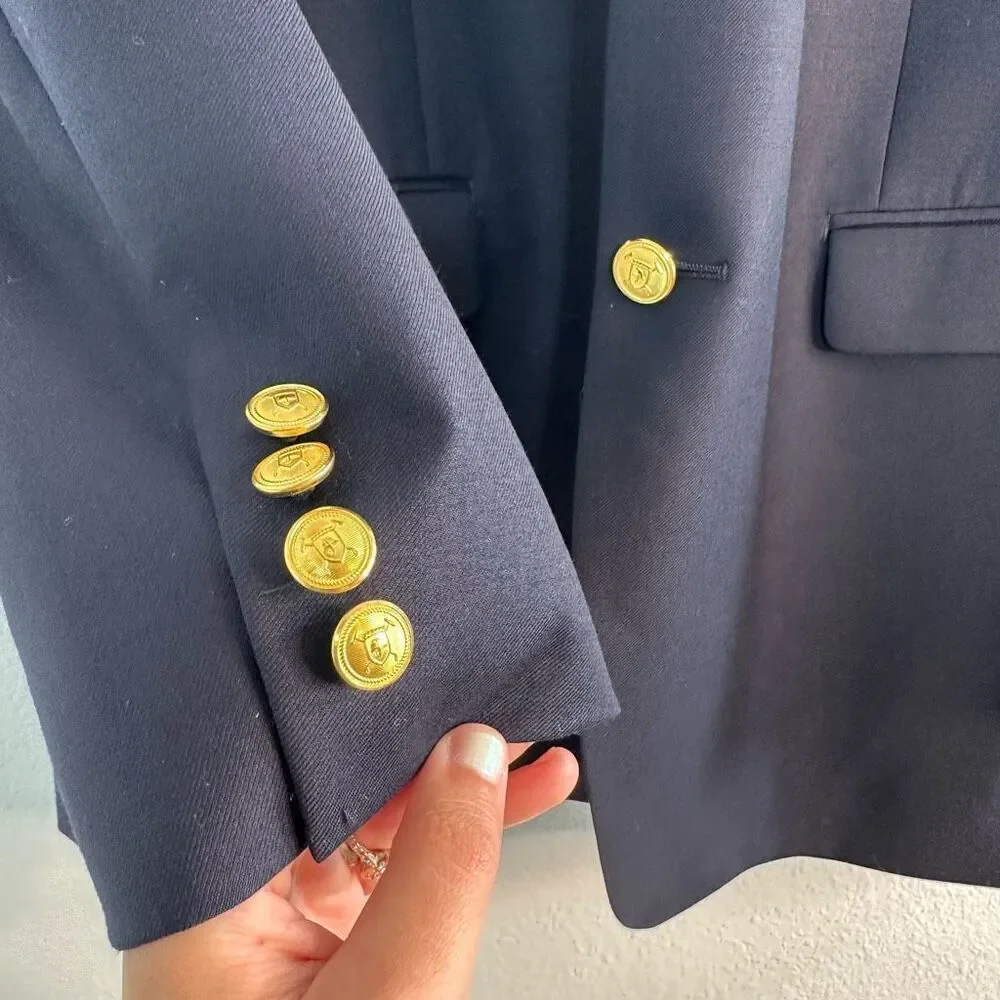 Lauren Ralph‎ Lauren 100% Wool Blazer Jacket Men’s 42L Navy Blue w Gold Buttons